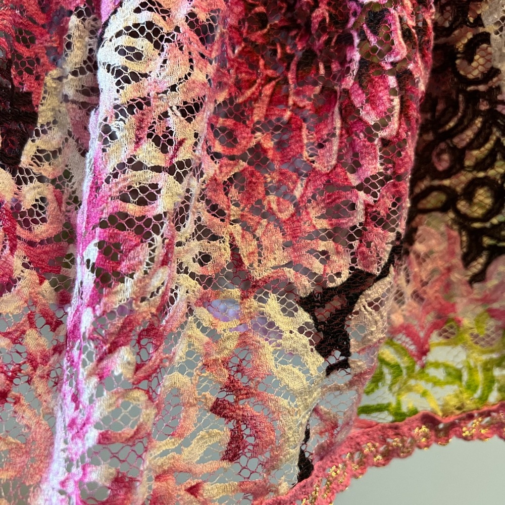 Niza Floral Lacy Sleeves And Bottom Lace Bottom Dress In Pink And Green Size 42 View 6